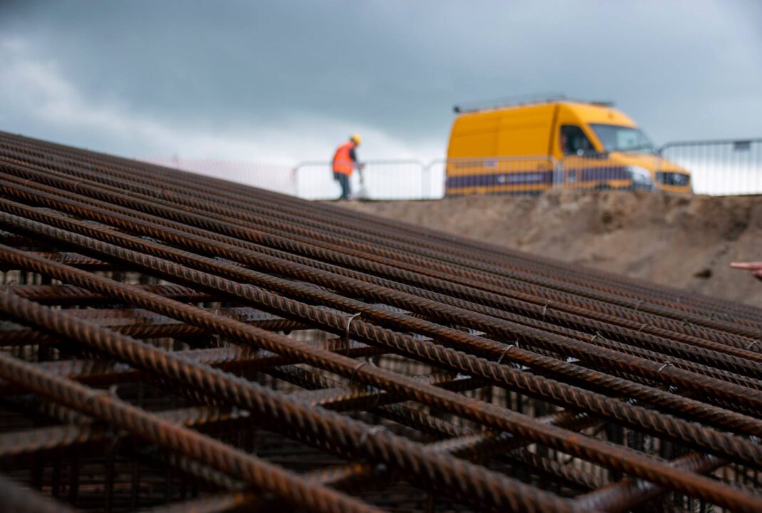 Wapening voor fundering windmolen van dichtbij