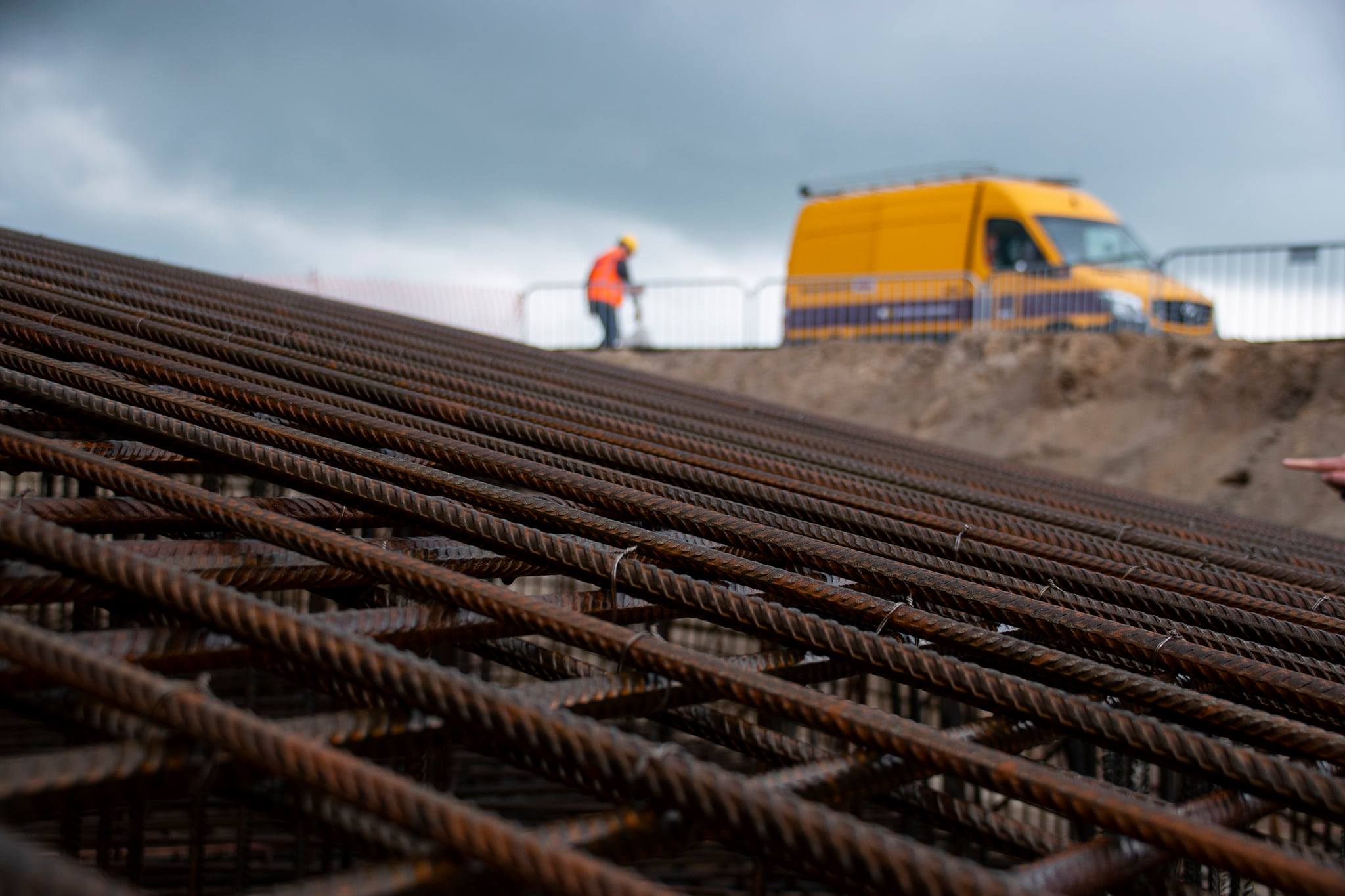 Wapening voor fundering windmolen van dichtbij