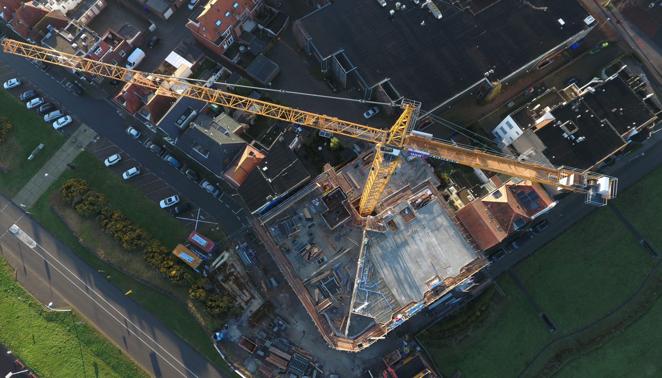 Luchtfoto van bouw nieuwe appartementen in Terneuzen door H4A Bouw