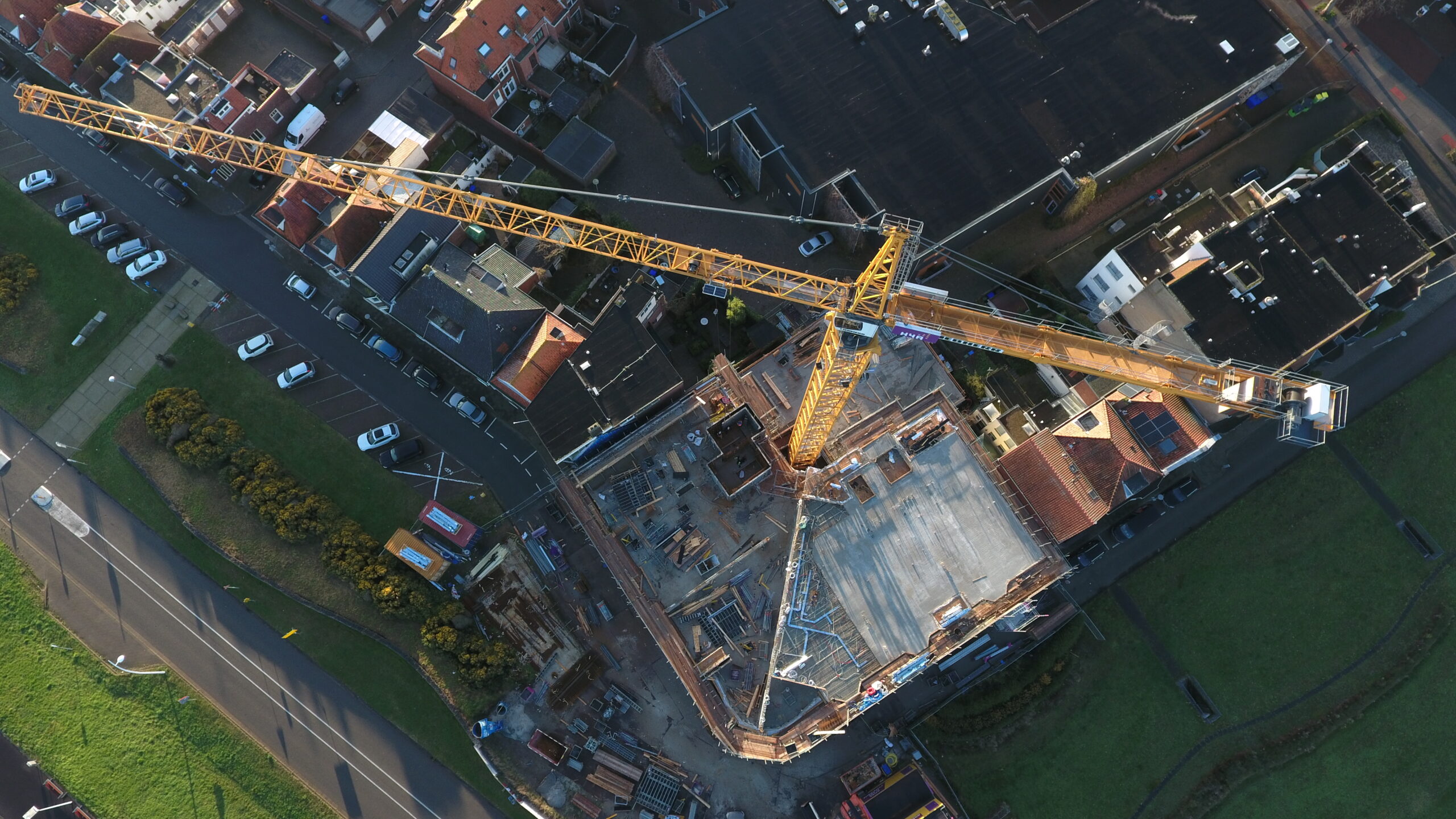 Luchtfoto van bouw nieuwe appartementen in Terneuzen door H4A Bouw