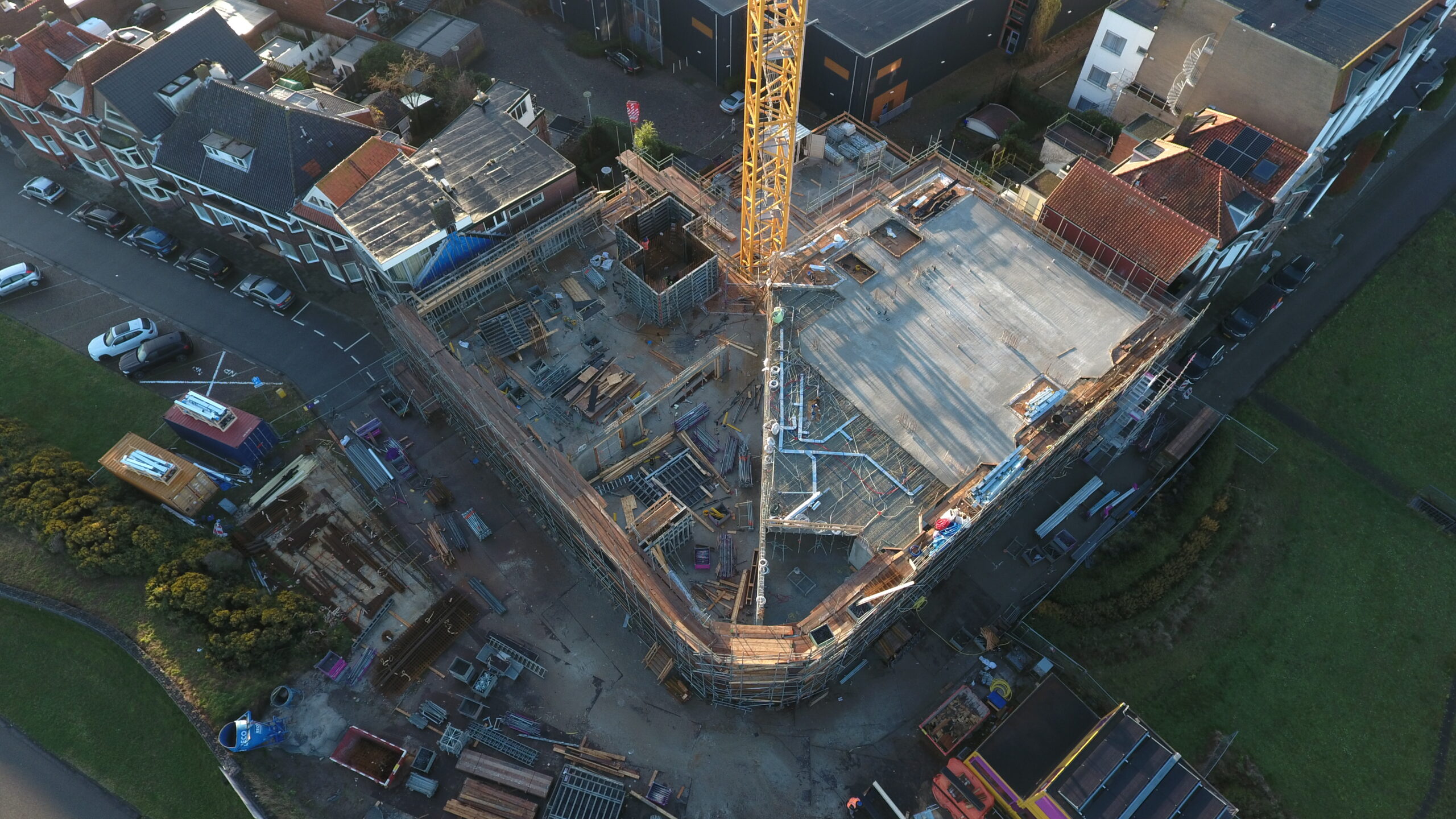 Luchtfoto van bouw nieuwe appartementen in Terneuzen door H4A Bouw