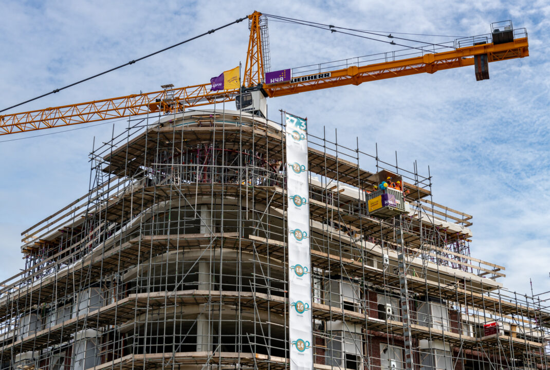 H4A Bouw Residentie Veerhaven tijdens hoogste punt