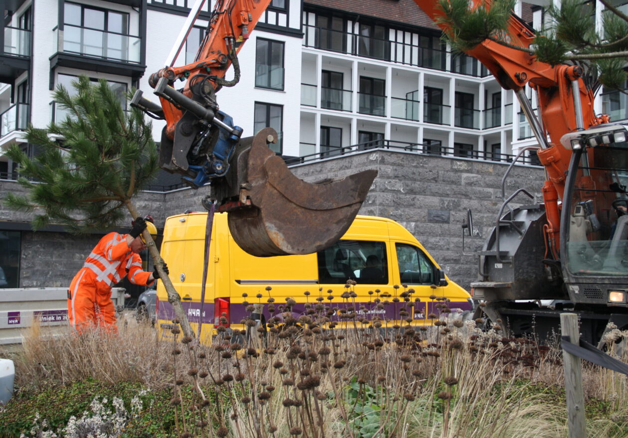 Medewerker H4A Groen zorgt voor groenvoorziening in Cadzand in Zeeland