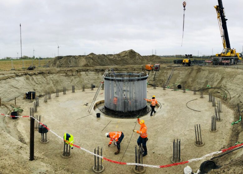 H4A Windenergie maakt een fundering voor een windmolen bij Windpark ENZEE Vlissingen-Oost