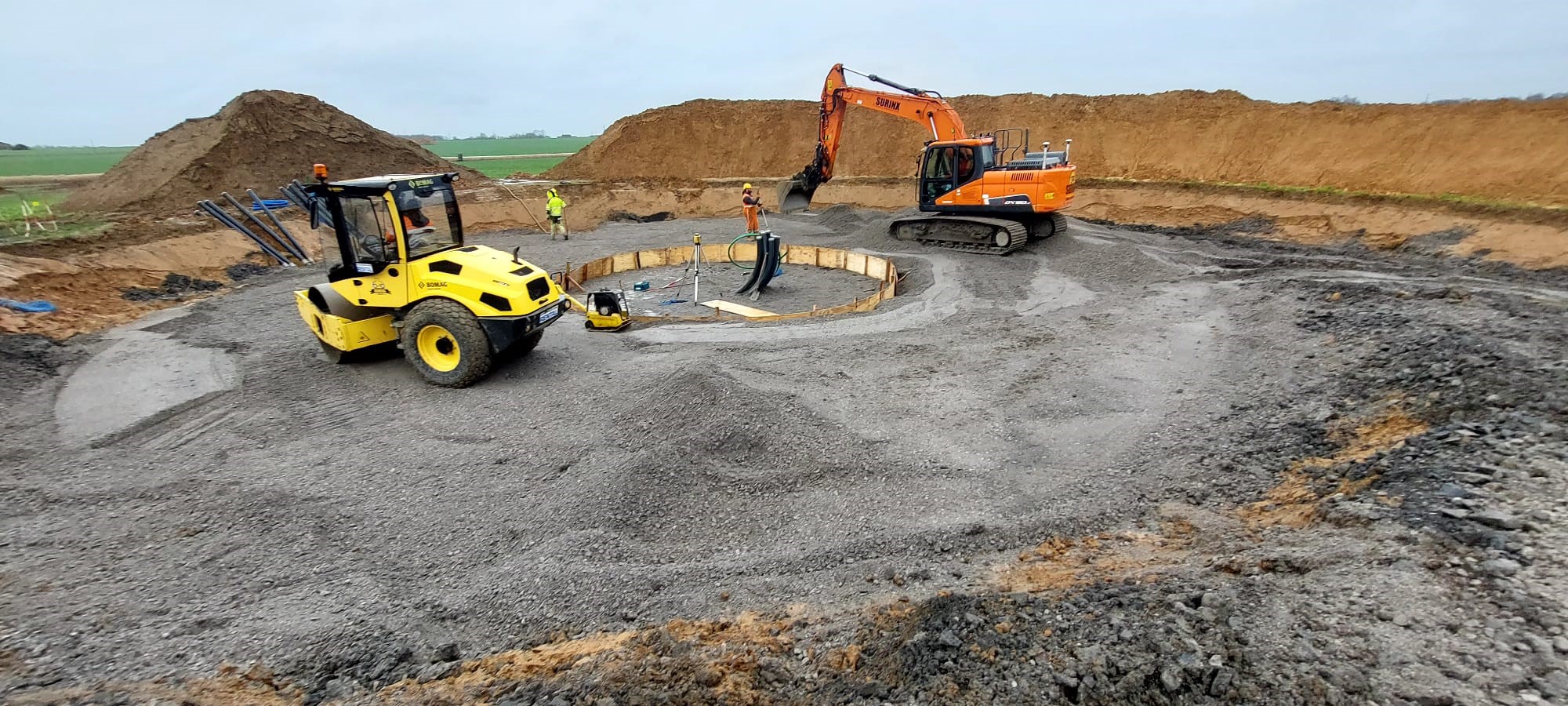 H4A Windenergie maakt een fundering voor een windmolen bij Windpark Engis