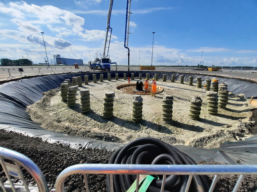 H4A Windenergie maakt een fundering voor een windmolen bij Windpark Joosland