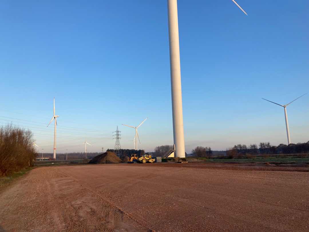 H4A Windenergie maakt een fundering voor een windmolen bij Windpark Wachtebeke