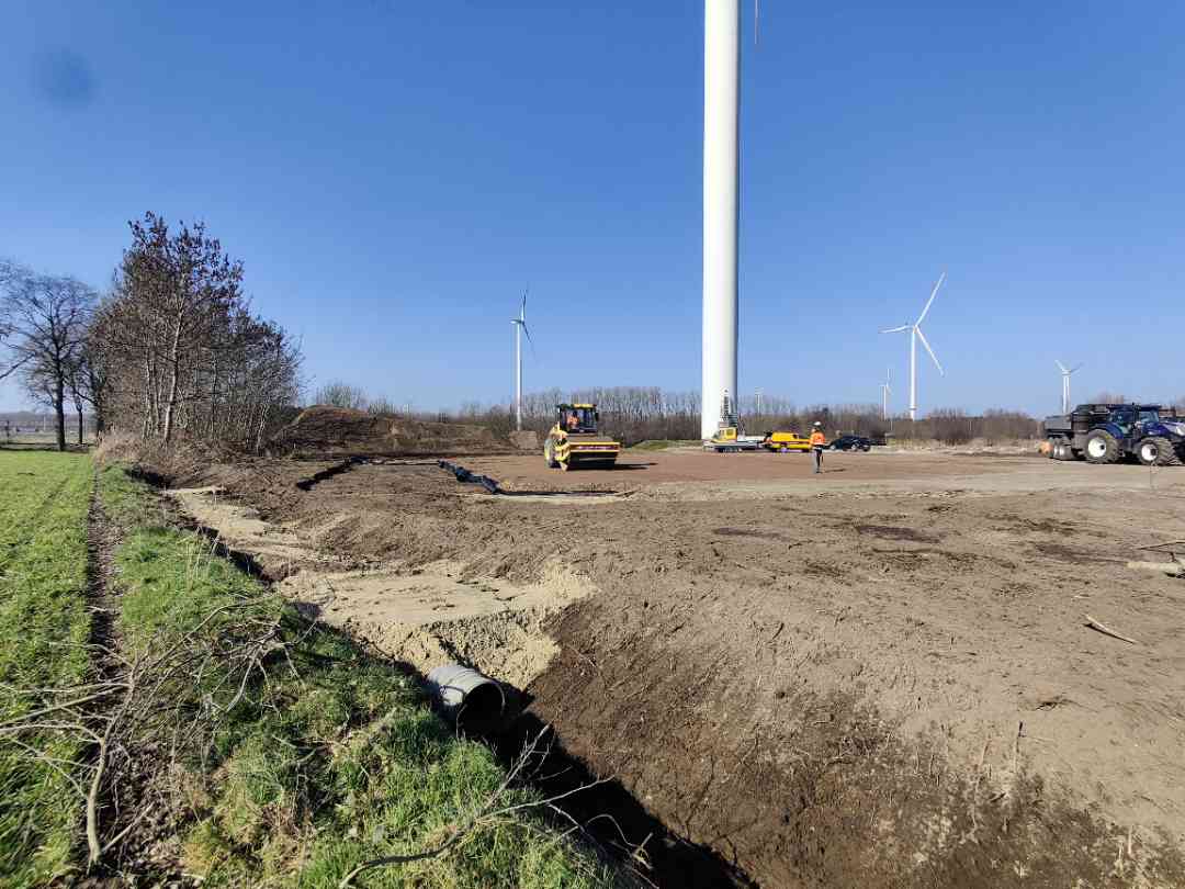 H4A Windenergie maakt een fundering voor een windmolen bij Windpark Wachtebeke