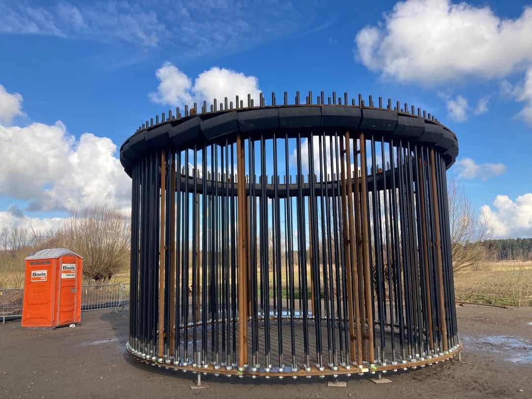 H4A Windenergie maakt een fundering voor een windmolen bij Windpark Wachtebeke